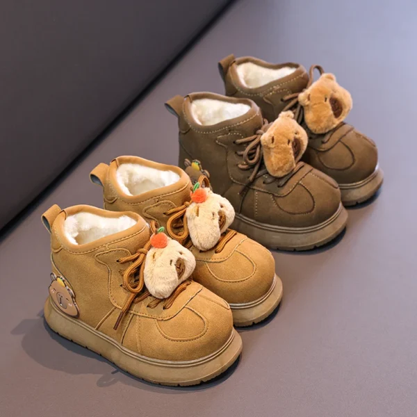 Bottes de neige en peluche pour nouveau-né, chaussons pour garçon et fille, chaussures Wskins confortables, semelle souple, animal de dessin animé mignon, hiver