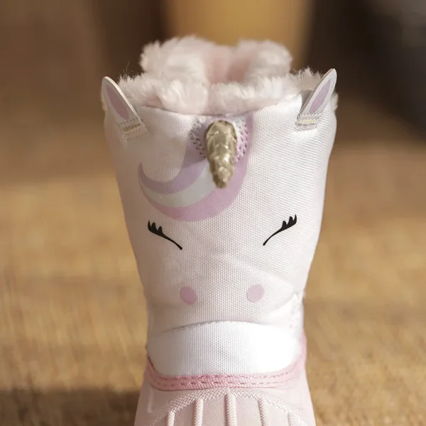 Bottes de neige licorne pour filles, imperméables, antidérapantes, chaussures pour temps froid, bottes en caoutchouc de marque pour garçons et filles, baskets à la mode pour enfants - Image 2