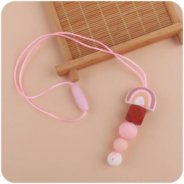Anneau de dentition en Silicone de qualité alimentaire pour bébé, perles, collier pour maman, cadeau pour bébé, sans BPA, pendentif à mâcher, accessoires, jouets - Image 3