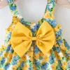 Robes d'été à fleurs pour petites filles de 0 à 3 ans, vêtements de plage lisses, à la mode, 2 pièces/ensemble - Image 2