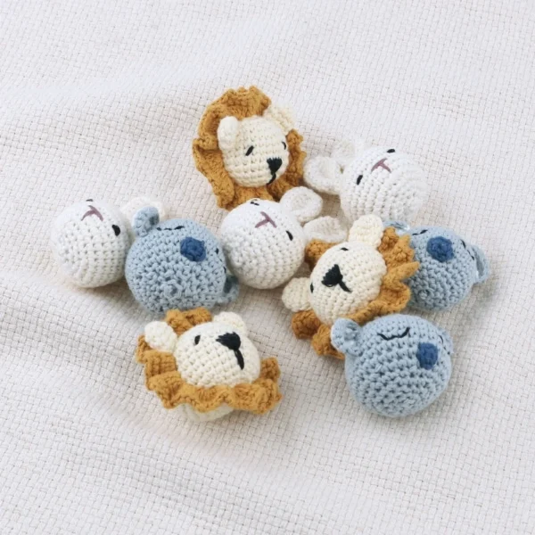 Crochet tête d'animal perles à tricoter bricolage bébé sucette chaîne accessoires à mâcher infantile nouveau-né anneau de fait à - Image 3