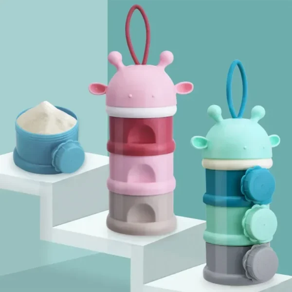 Boîte de rangement portable pour aliments pour bébés, style ours, 3 couches, 4 couches, plusieurs ouvertures, céréales, dessin animé, lait en poudre pour bébé, conteneur de collation pour tout-petits