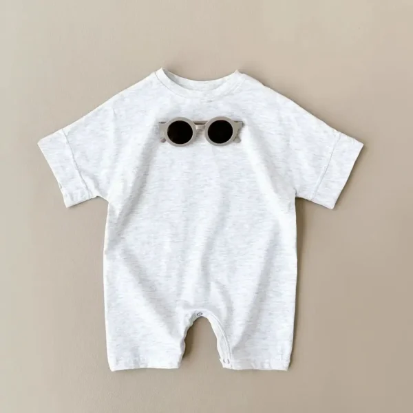 Bébé garçon basique barboteuse été nouveau-né infantile bébé vêtements porter infantile à manches courtes combinaison côtelé vêtements tenues combishort - Image 2