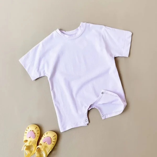 Bébé garçon basique barboteuse été nouveau-né infantile bébé vêtements porter infantile à manches courtes combinaison côtelé vêtements tenues combishort - Image 4