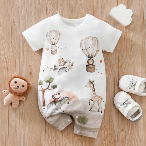Body d'été pour garçons et filles, imprimé Animal de dessin animé mignon, confortable et décontracté, manches courtes, pour bébé