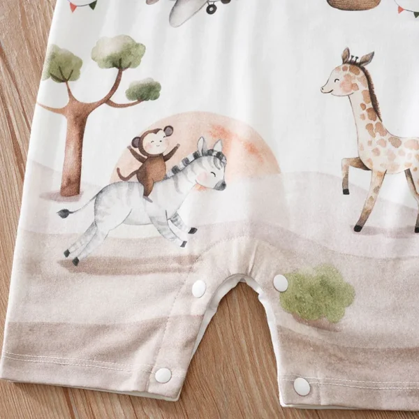 Body d'été pour garçons et filles, imprimé Animal de dessin animé mignon, confortable et décontracté, manches courtes, pour bébé - Image 6