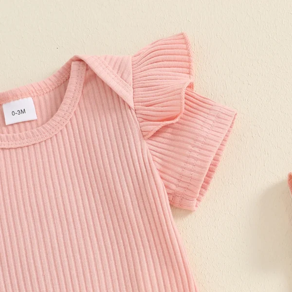 Barboteuse d'été à manches courtes pour bébés filles, ensemble de shorts à bretelles College de fleurs, vêtements pour tout-petits de 0 à 18 mois - Image 5