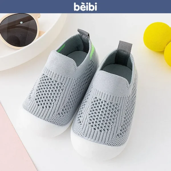 Chaussettes à semelle souple pour bébé, chaussures en maille unisexes, chaussettes de sol antidérapantes pour enfants 0-3T, chaussures de marche légères et souples, printemps/été - Image 4